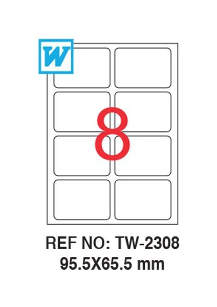 95,5 x 65,5 Mm Laser Etiket Tw-2308