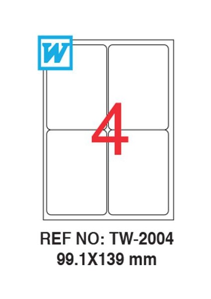 99,1 x 139 Mm Laser Etiket Tw-2004