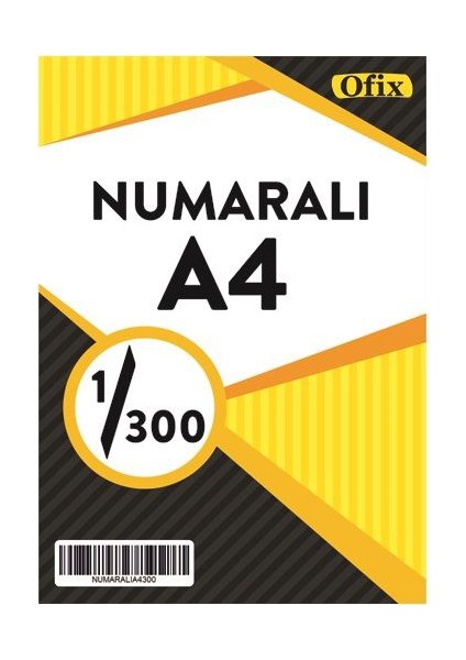 Numaralı A4 Kağıt 80 Gr Dikey 1-300 Sayfa