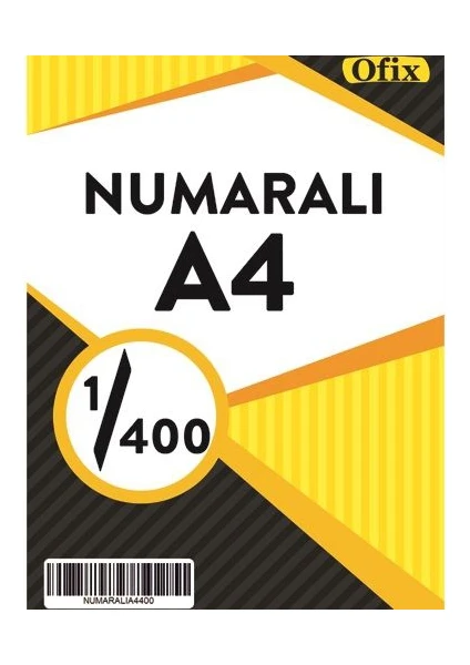 Numaralı A4 Kağıt 80 Gr Dikey 1-400 Sayfa