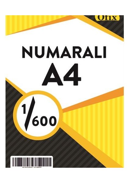 Numaralı A4 Kağıt 80 Gr Dikey 1-600 Sayfa