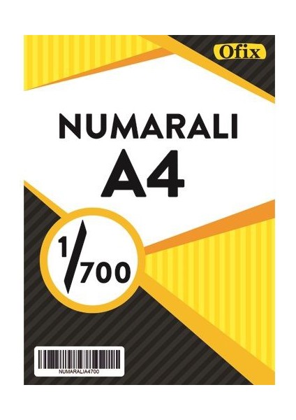 Numaralı A4 Kağıt 80 Gr Dikey 1-700 Sayfa