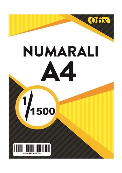 Numaralı A4 Kağıt 80 Gr Dikey 1-1500 Sayfa