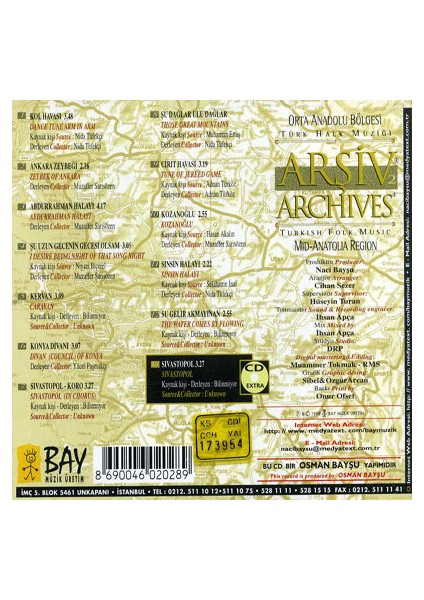 Türk Halk Müziği Arşiv 1 - Orta Anadolu (CD) fiyatları