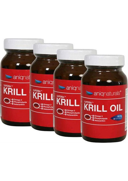 Superba Krill Oil Yağı Cam Şişe 730 Mg 60 Softgel 4 Adet