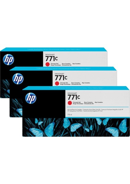 771 B6Y32A Kromatik Kırmızı Kartuş 775ML x 3 Adet / HP Designjet Z6200 Kartuş