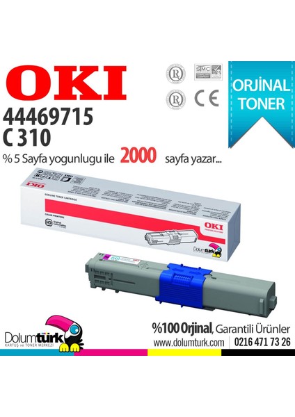 C310 / C330 / C510 / C530 / MC352 / MC362 / MC562 / 44469715 Kırmızı Orijinal Toner