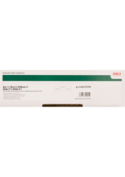 B411 / B431 / MB461 / MB471 / MB471 / MB491 / 44574705 Orijinal Toner