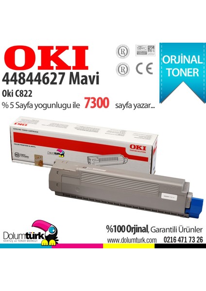 C822 / 44844627 Mavi Orijinal Toner