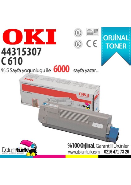 C610 / 44315323 Mavi Orjinal Toner