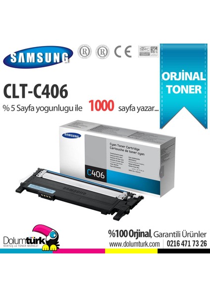 CLT-C406S / CLP-360 / CLP-365 / CLX-3300 / CLX-3305 / SL-C410 / SL-C460 Orjinal Toner