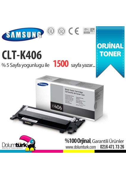 CLT-K406S CLP-360 CLP-365 CLX-3300 CLX-3305 SL-C410 SL-C460 Orjinal Toner