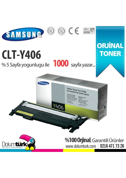 CLT-Y406S / CLP-360 / CLP-365 / CLX-3300 / CLX-3305 / SL-C410 / SL-C460 Orjinal Toner