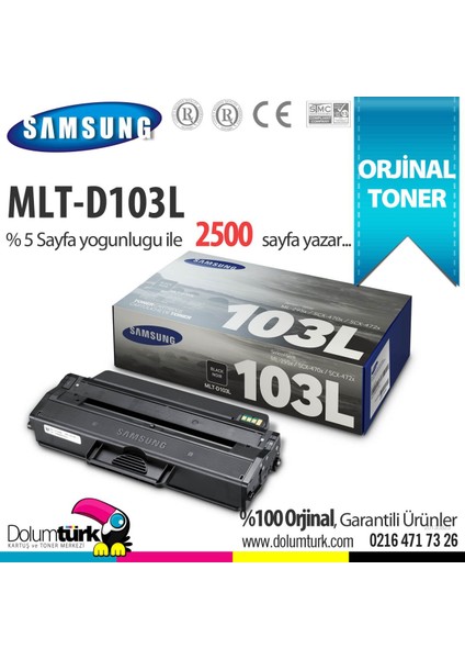MLT-D103L / ML2950 / ML2955 / SCX-4726 / SCX-4729 / ML2951 Orjinal Toner