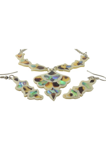 El Yapımı Abalon- Sedef Kakma Kolye-Küpe 65