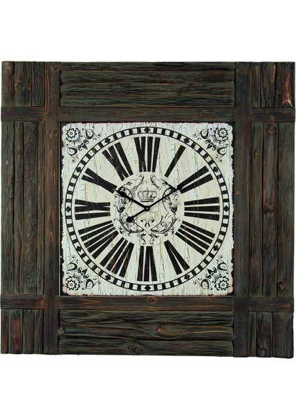 Ahşap Kare Vintage Duvar Saati