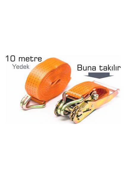 Spanzet Cırcırlı Yük Gerdirme Kemeri 10 Metre 090403 6Lı Paket