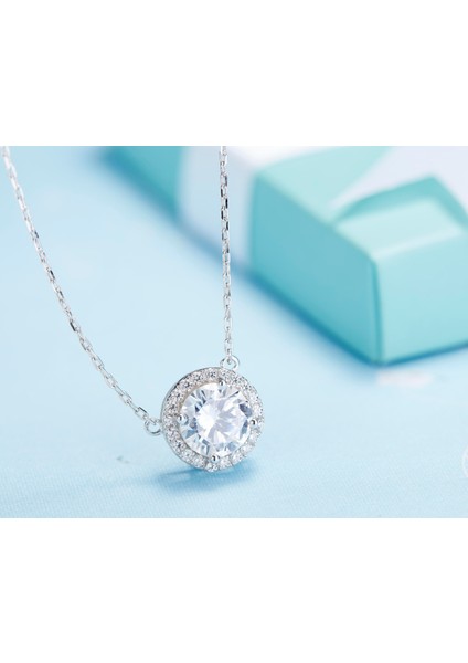 Swarovski® Taşlı Gümüş Kolye (Altın Kaplama) N0455