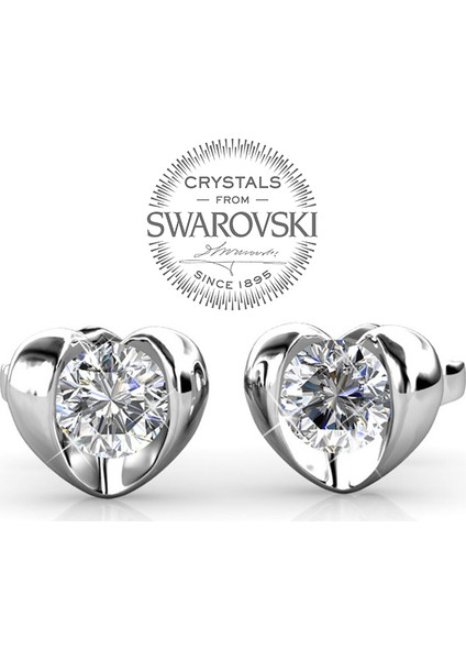 Swarovski® Taşlı Kalp Küpe (Altın Kaplama) E0289