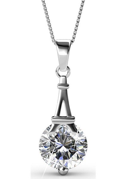 Swarovski® Tek Taşlı Kolye - (Eyfel Kulesi) (Altın Kaplama) N0458