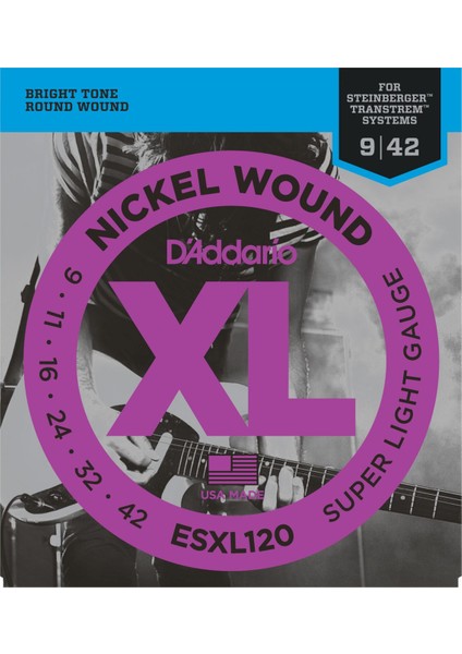 Daddario Esxl120 Steınberger(Çift Topuzlu) Super Light 0.09-0.42