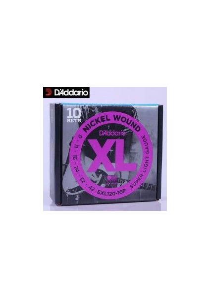Daddario Exl120-10P (10 Set) Xl Super Light 0.09-0.42
