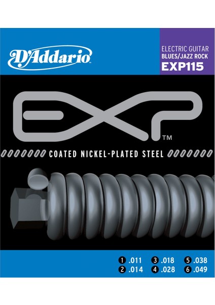 Daddario Exp115 Coated (Uzun Ömürlü) Blues/Jazz Rock Medium 0.11-0.49