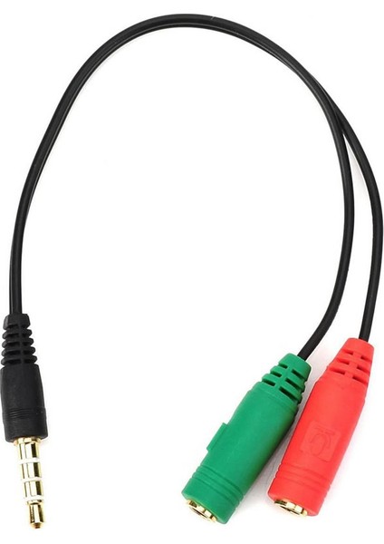 4 pin 3.5mm Stereo Erkek - 2 x 3.5mm Stereo Dişi Girişli Kablo