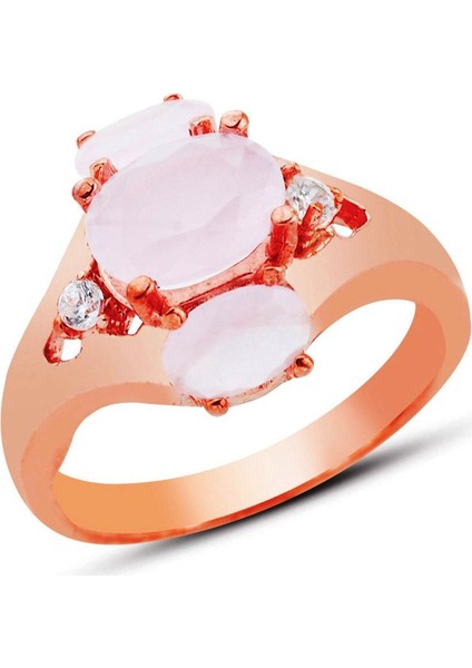 Oval Üç Taşlı Gümüş Yüzük (GY00299)