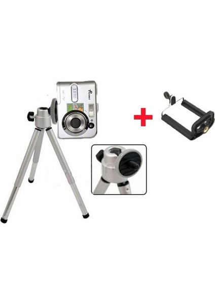 Mini Teleskopik Tripod + Telefon Başlığı Hediyeli !