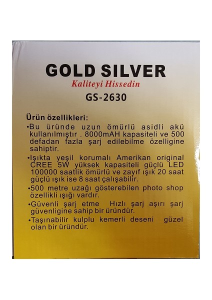 Gold Silver Gold Silver Gs-2630 Şarjli Fener