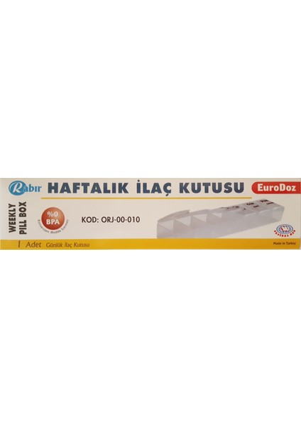 Haftalık İlaç Muhafaza Saklama Kutusu Kabı % 0 Bpa Hijyenik