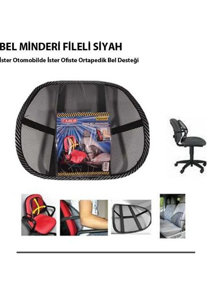 Tvet Bel Desteği Minderi Fileli Siyah Bel Arkası İçin