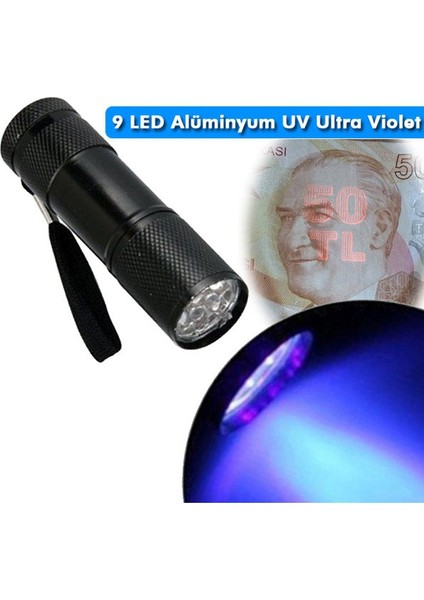 Taşınabilir 9 Led Ultra Violet El Feneri - Uv El Feneri
