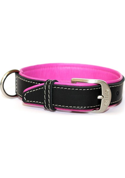 Leather Collar Terranova Flat 40Cm X 20Mm Sıyah/Ahududu