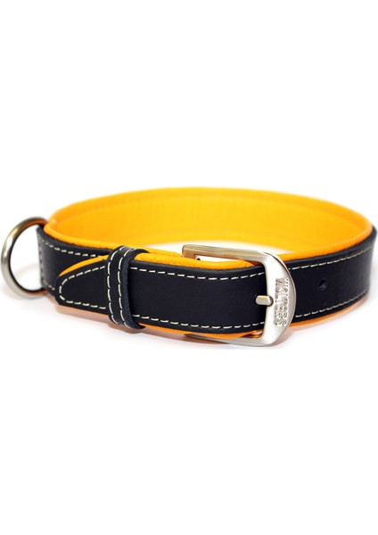 Leather Collar Terranova Flat 40Cm X 20Mm Sıyah/Turuncu