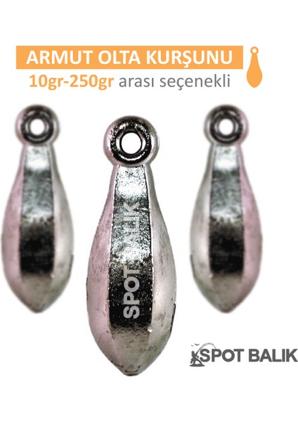 Spotbalık Armut Kurşun 10G-250G Arası Olta Kurşunu