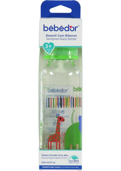 Desenli Cam Biberon 250 ml (Asortili)