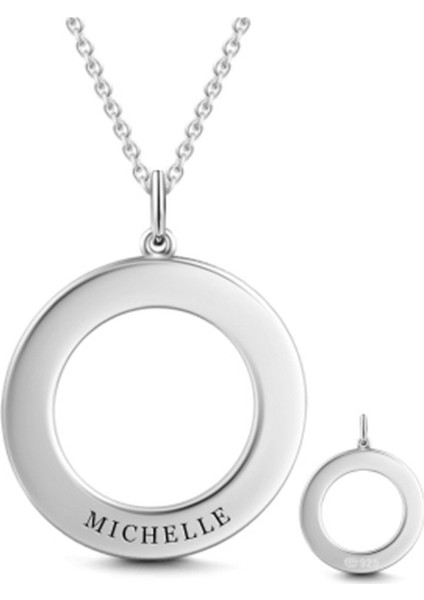 925 Ayar Gümüş Stil Halka İsim Kolye