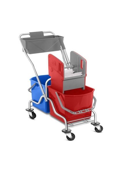 krom çift kovalı temizlik arabası seti