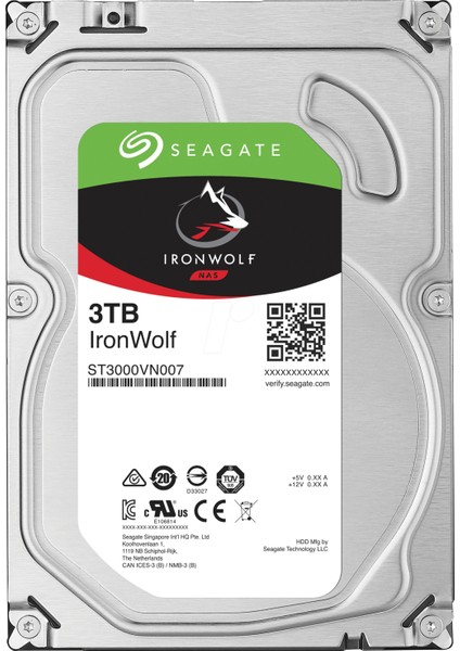 IronWolf NAS HDD 3TB 3.5" 5900RPM 64MB Cache Sata 3 Sabit Disk ST3000VN007