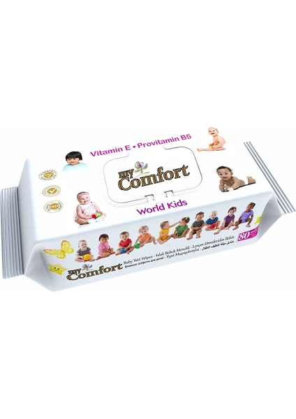 My Comfort Islak Bebek Mendili 80 Adet Kapaklı + My Comfort Bebek Kulak Temizleme Çubuğu 60 Adet