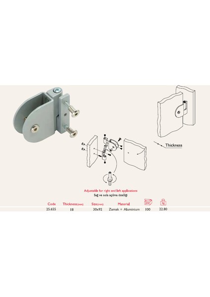 Gürçay Kabin Menteşesi Boyalı 18Mm