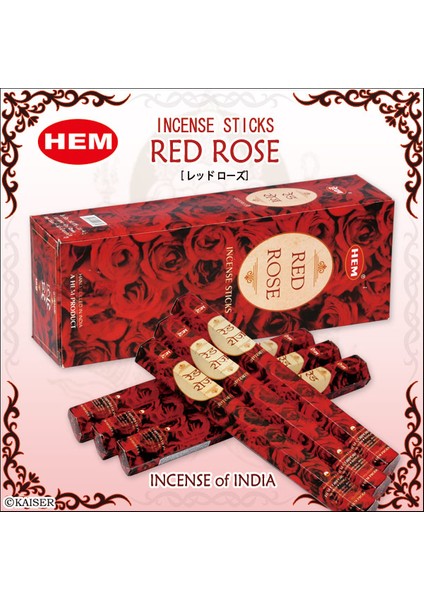 Hem Red Rose Incense Sticks - Kırmızı Gül Tütsü 20 Adet