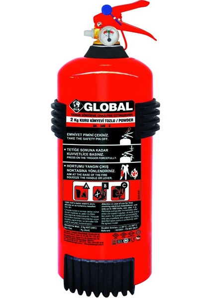 2 Kg ABC Kuru Kimyevi Tozlu Yangın Söndürme Cihazı
