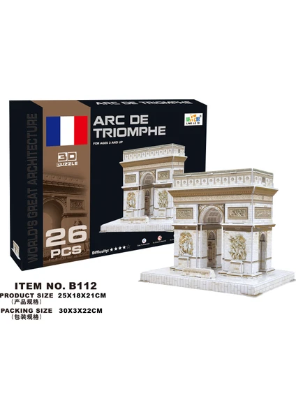 Cc Oyuncak 3D Puzzle Arc De Triomphe - 26 Parça