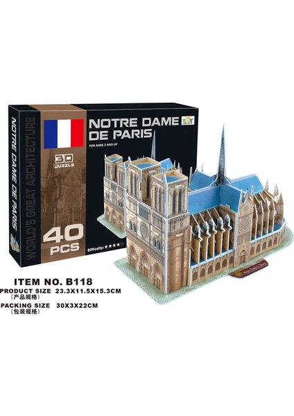 Cc Oyuncak 3D Puzzle Notre Dame De Paris - 40 Parça