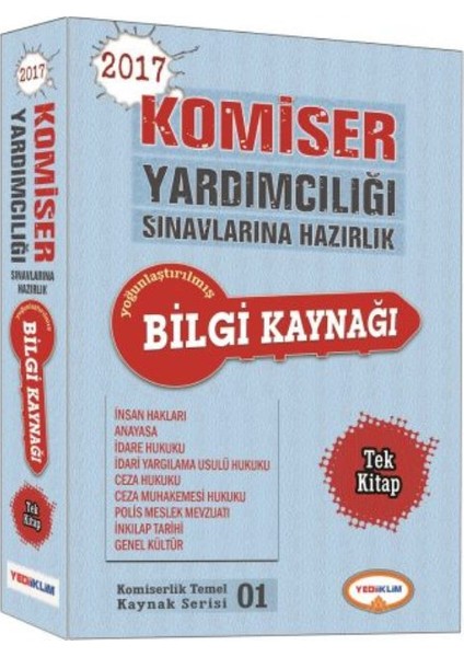 Yediiklim Yayınları 2017 Komiser Yardımcılığı Sınavlarına Hazırlık Tek Kitap