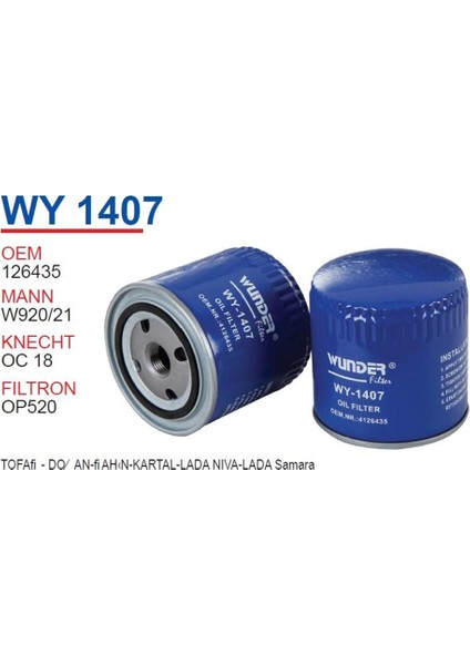 6'lı Paket Tofaş - Doğan - Kartal - Şahin - Lada Niva - Samara Yağ Filtresi Oem No: 7300943