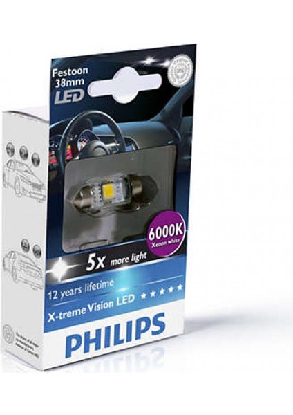 Phılıps 10.5*38Mm X-Tremevision 6000K Led Sofit Ampulü 128596000Kx1